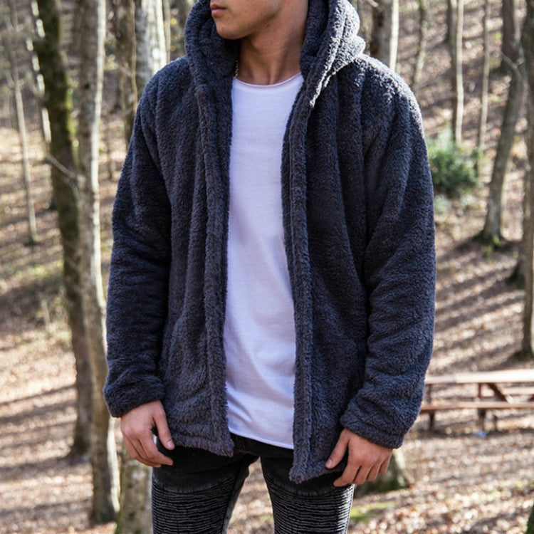 Herren Kuschelige Fleecejacke mit Kapuze EB