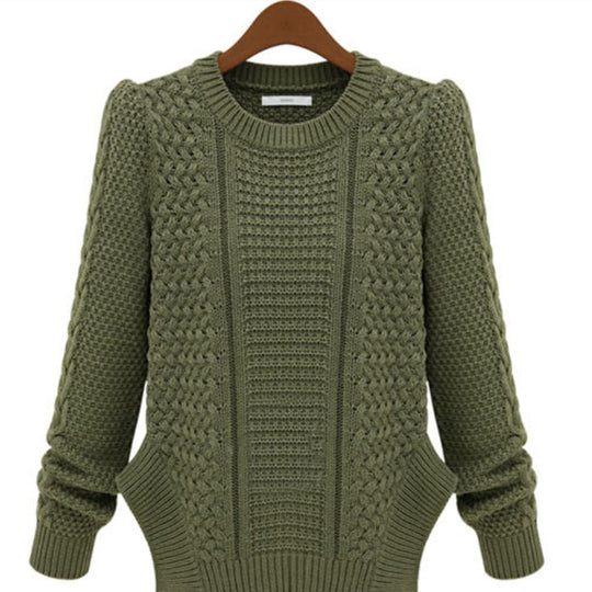 Damen Strickpullover mit strukturierter Oberfläche und seitlichen Taschen EB