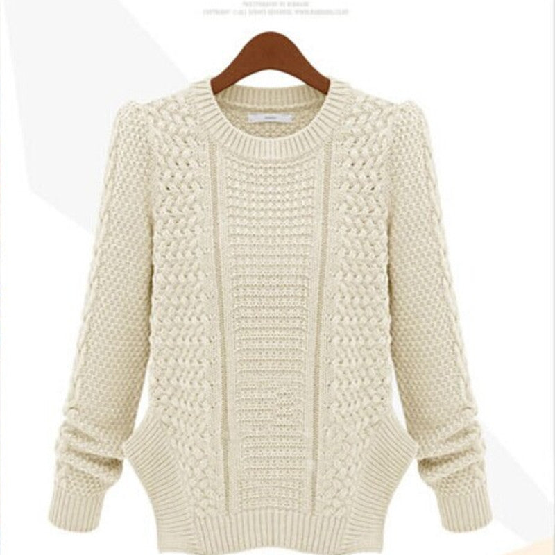 Damen Strickpullover mit strukturierter Oberfläche und seitlichen Taschen EB