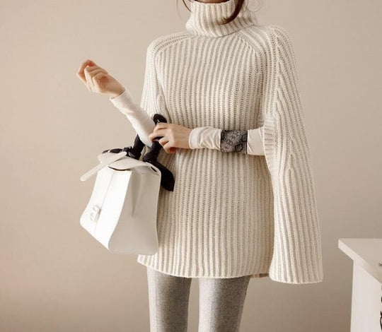 Damen Pullover mit Kapuzen und weiten Ärmeln EB