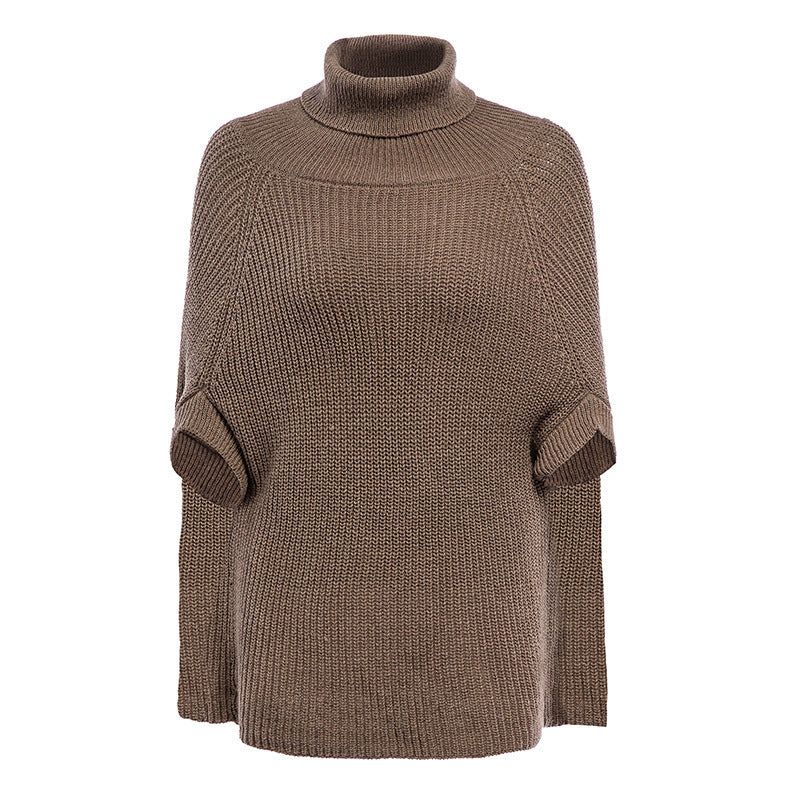 Damen Strickpullover mit hohem Kragen und asymmetrischem Schnitt EB