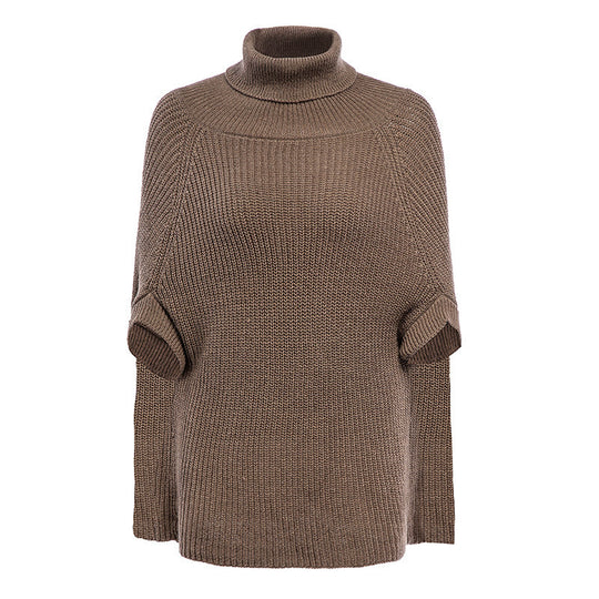 Damen Strickpullover mit hohem Kragen und asymmetrischem Schnitt EB
