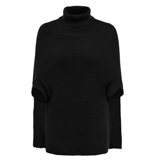 Damen Strickpullover mit hohem Kragen und asymmetrischem Schnitt EB