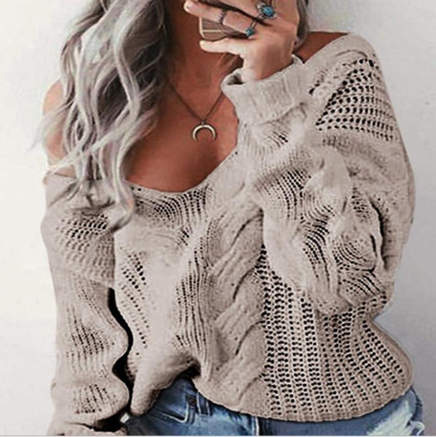 Damen Grobstrickpullover mit offener Schulter und strukturierter Optik EB