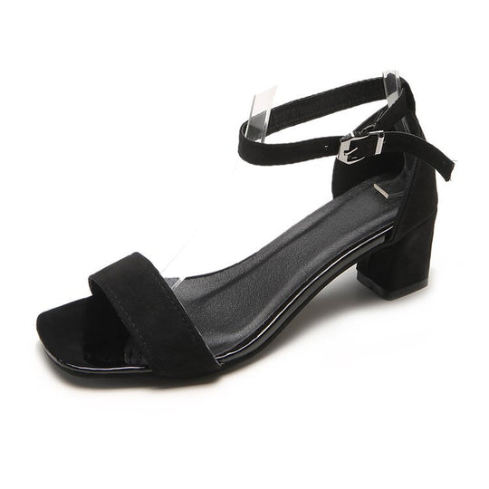 Damen nan elegante Sandalette im minimalistischen Design mit quadratischer Zehenpartie und verstellbarem Knöchelriemen EB