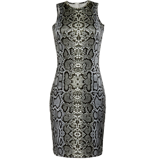 Damen Sexy Figurformendes Minikleid im Schlangenleder-Look EB