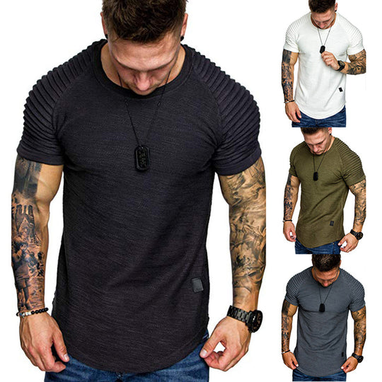 Herren modisches T-Shirt mit strukturierten Ärmeln EB