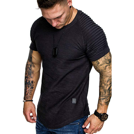 Herren modisches T-Shirt mit strukturierten Ärmeln EB