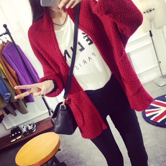 Damen Grober Strickcardigan mit lässiger Passform und praktischen Taschen EB