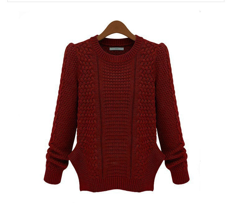 Damen Strickpullover mit strukturierter Oberfläche und seitlichen Taschen EB