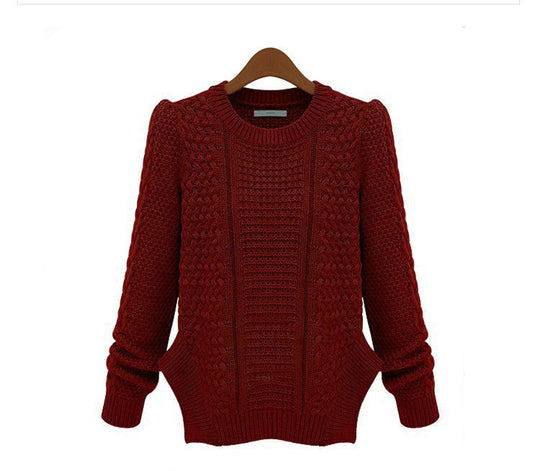 Damen Strickpullover mit strukturierter Oberfläche und seitlichen Taschen EB