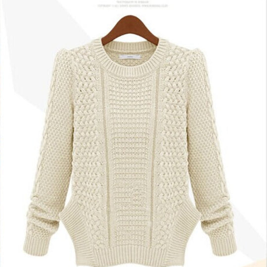 Damen Strickpullover mit strukturierter Oberfläche und seitlichen Taschen EB