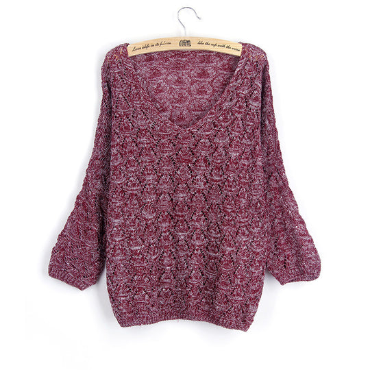 Damen Strickpullover mit V-Ausschnitt und luftiger Lochstruktur EB