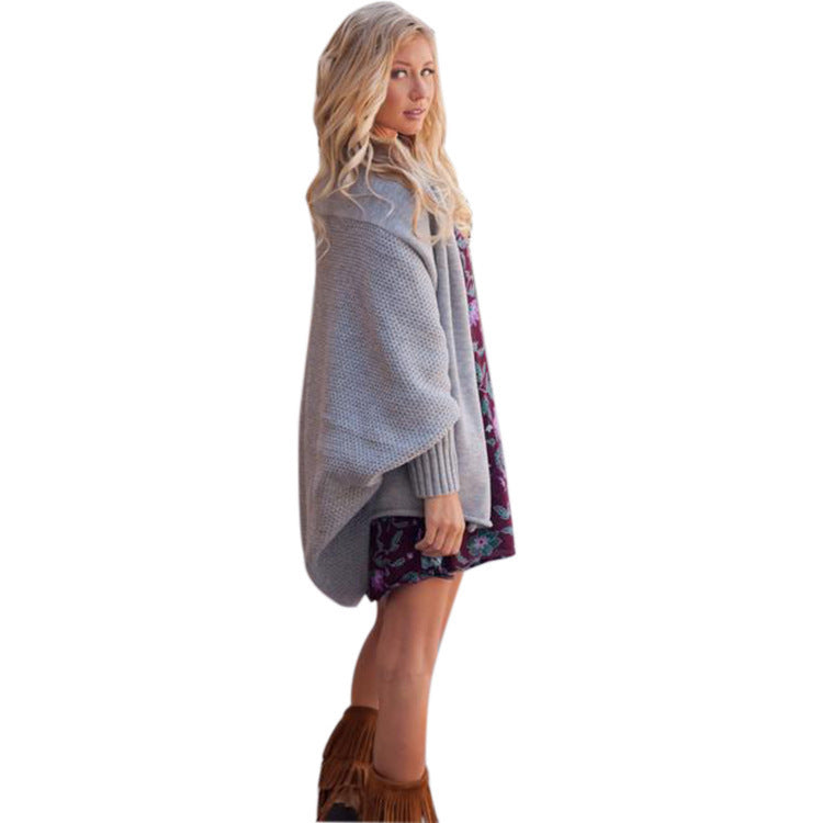 Damen kuschelige Strickjacke mit Kapuze und offenen Seiten EB