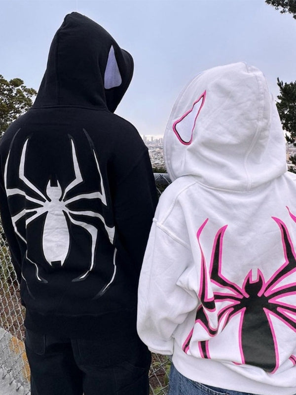 EB | Hoodie mit Reißverschluss Und Spinnenprint