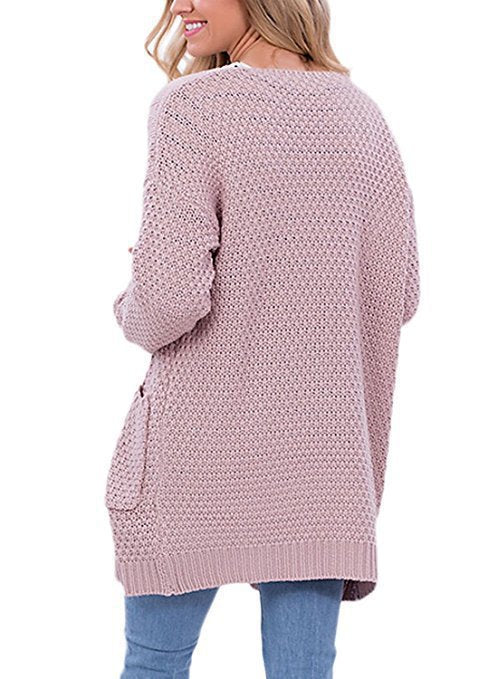 Damen Grober Strickcardigan mit offener Front und praktischen Taschen EB