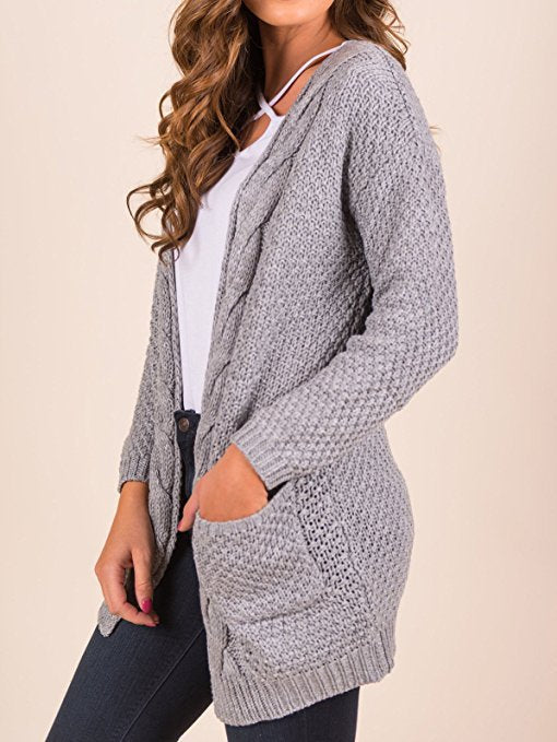 Damen Luftiger Strickcardigan mit offenen Taschen und lässigem Schnitt EB