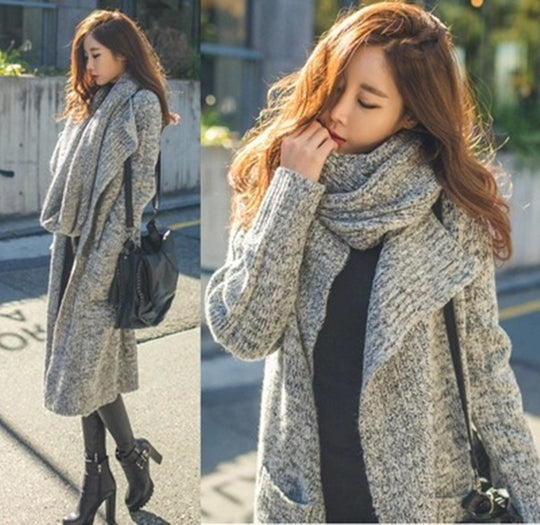 Damen Strickmantel mit oversized Schnitt und lässigen Taschen EB