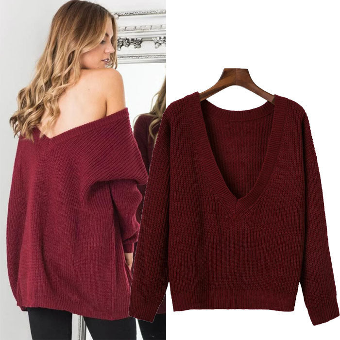 Damen Strickpullover mit tiefem V-Ausschnitt und lässiger Passform EB