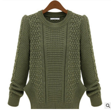 Damen Strickpullover mit strukturierter Oberfläche und seitlichen Taschen EB
