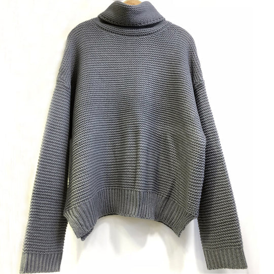 Damen Oversized Strickpullover mit hohem Kragen EB