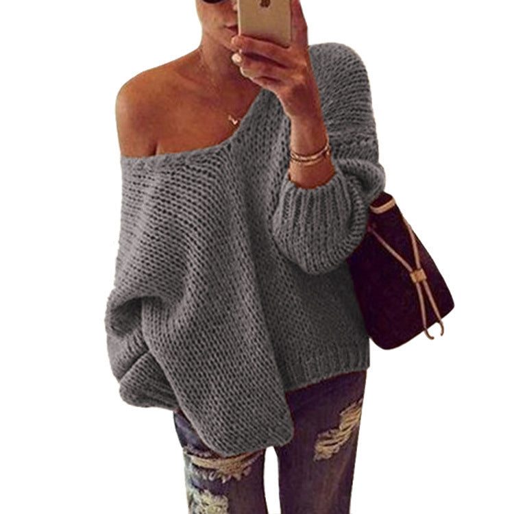 Damen Off-Shoulder Strickpullover mit lockerer Passform EB