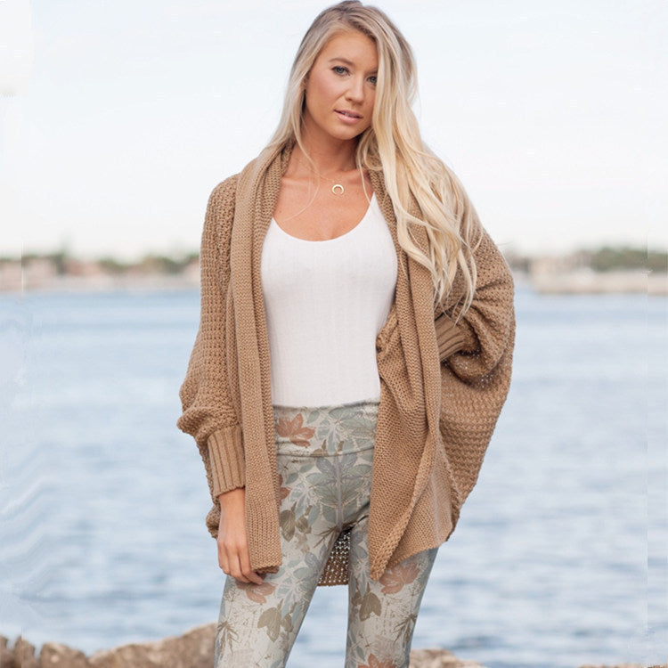 Damen kuschelige Strickjacke mit Kapuze und offenen Seiten EB