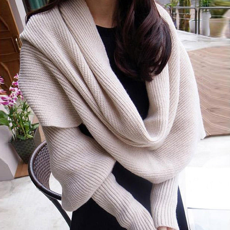Damen stylischer Strickschal mit innovativem Design EB
