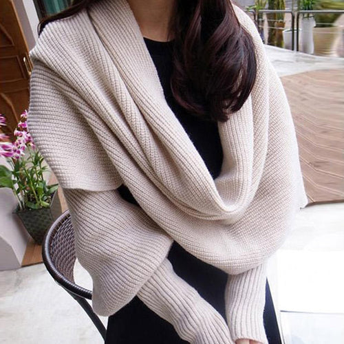 Damen stylischer Strickschal mit innovativem Design EB