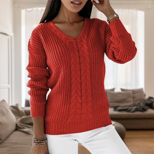 EB | Modischer Strickpullover mit V-Ausschnitt