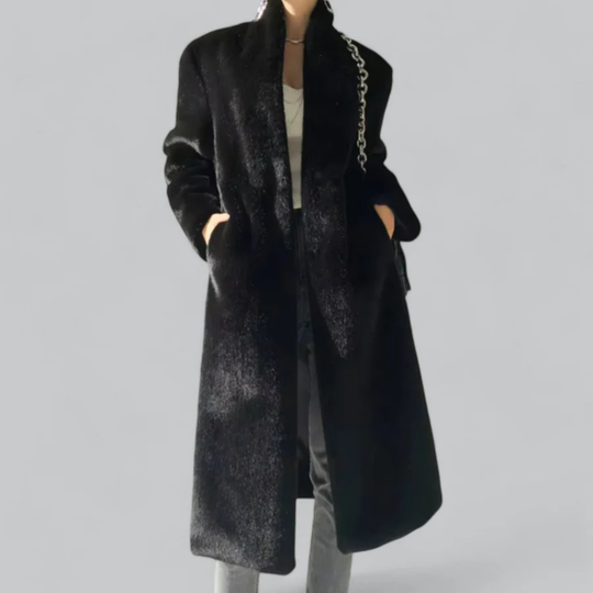 EB | Lange Winter Warme Trench Mantel - Schwarz