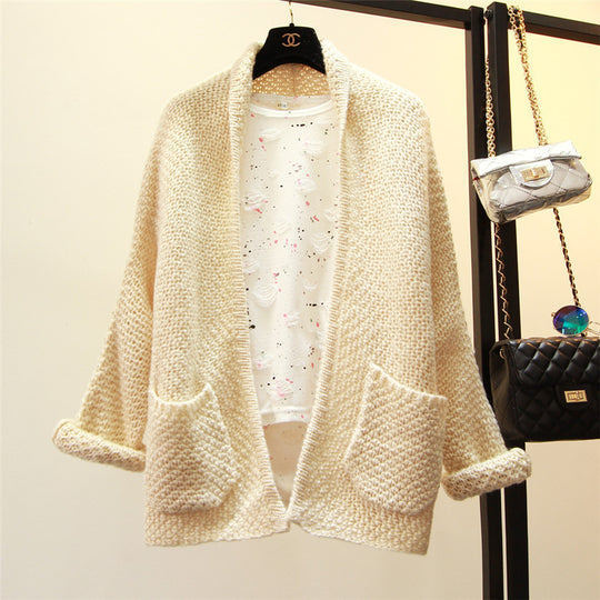 Damen Grober Strickcardigan mit lässiger Passform und praktischen Taschen EB