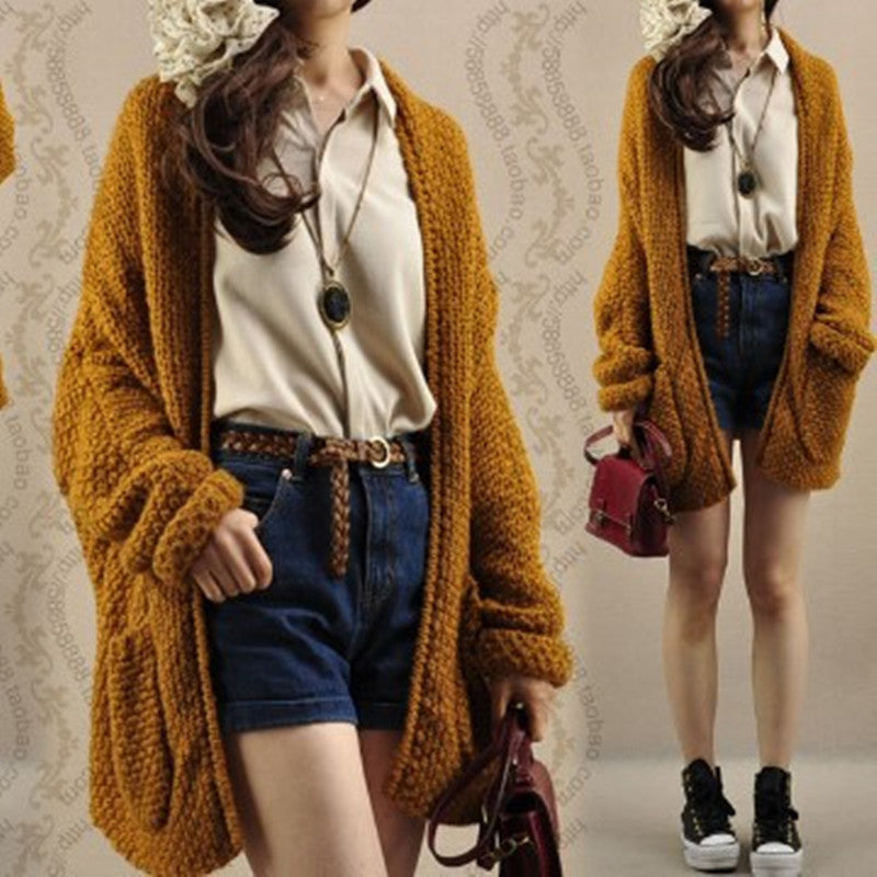 Damen Grober Strickcardigan mit lässiger Passform und praktischen Taschen EB