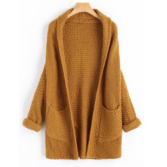 Damen Grober Strickcardigan mit lässiger Passform und praktischen Taschen EB