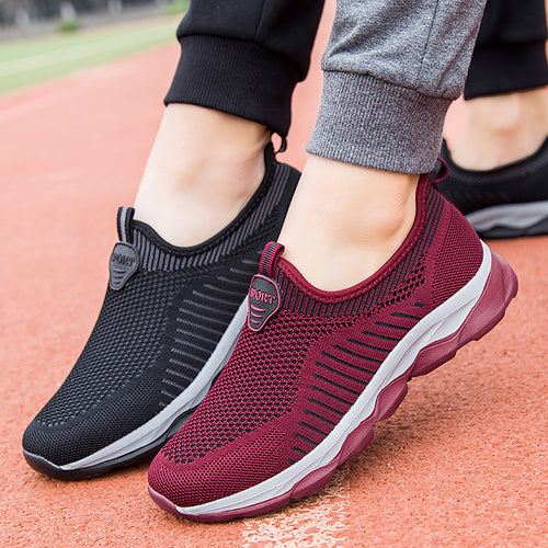 Damen Sportliche Slip-On Sneakers mit atmungsaktivem Obermaterial EB