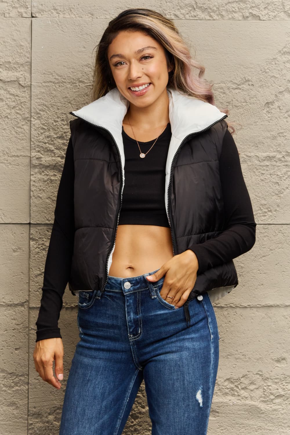 EB | Zip-Up Drawstring Puffer Weste