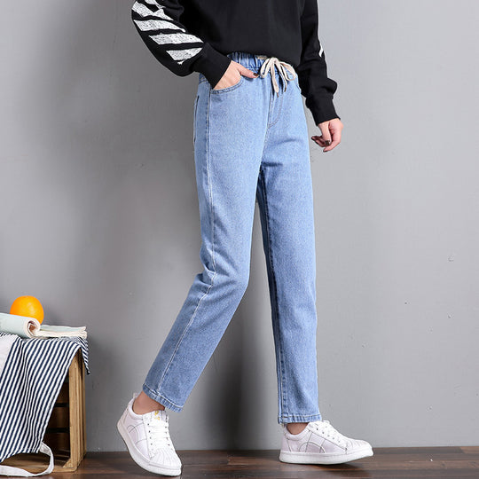 Damen Bequeme Jeans mit elastischem Bund und seitlichen Taschen EB