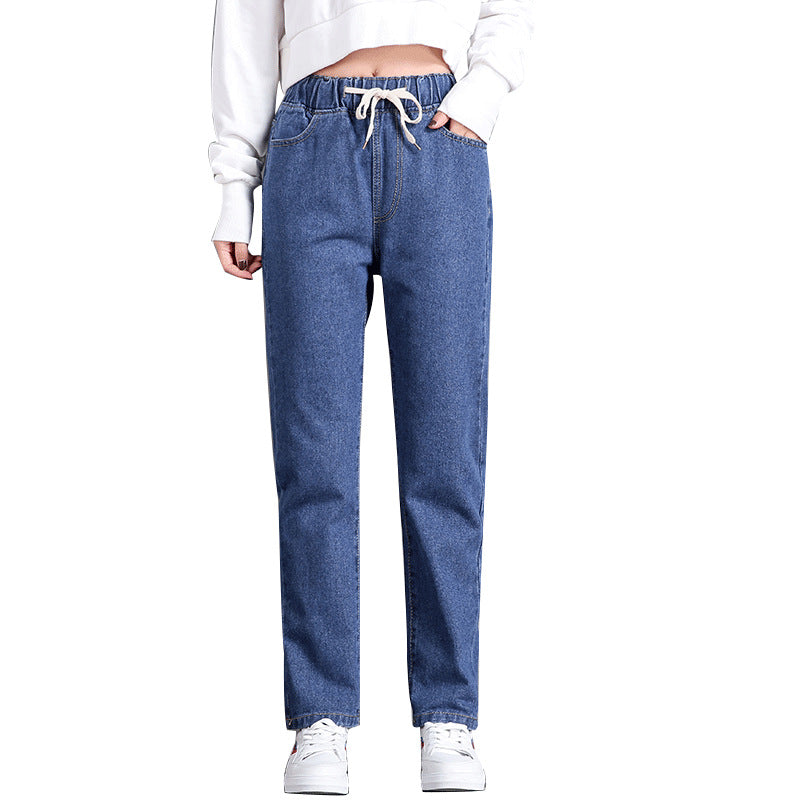 Damen Bequeme Jeans mit elastischem Bund und seitlichen Taschen EB