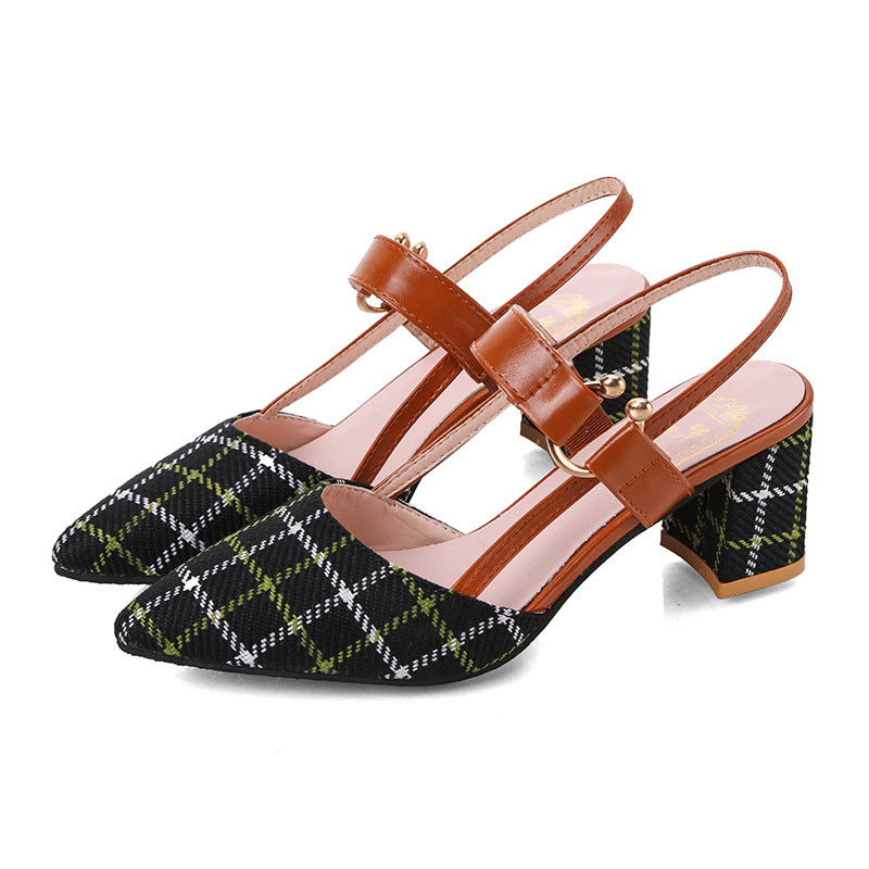 Damen Slingback-Pumps mit modischem Karomuster und bequemer Absatzhöhe EB