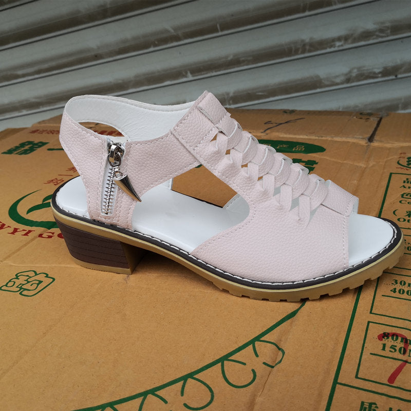 Damen Komfortable Sandalen mit elegantem Riemen-Design und modischem Reißverschluss EB