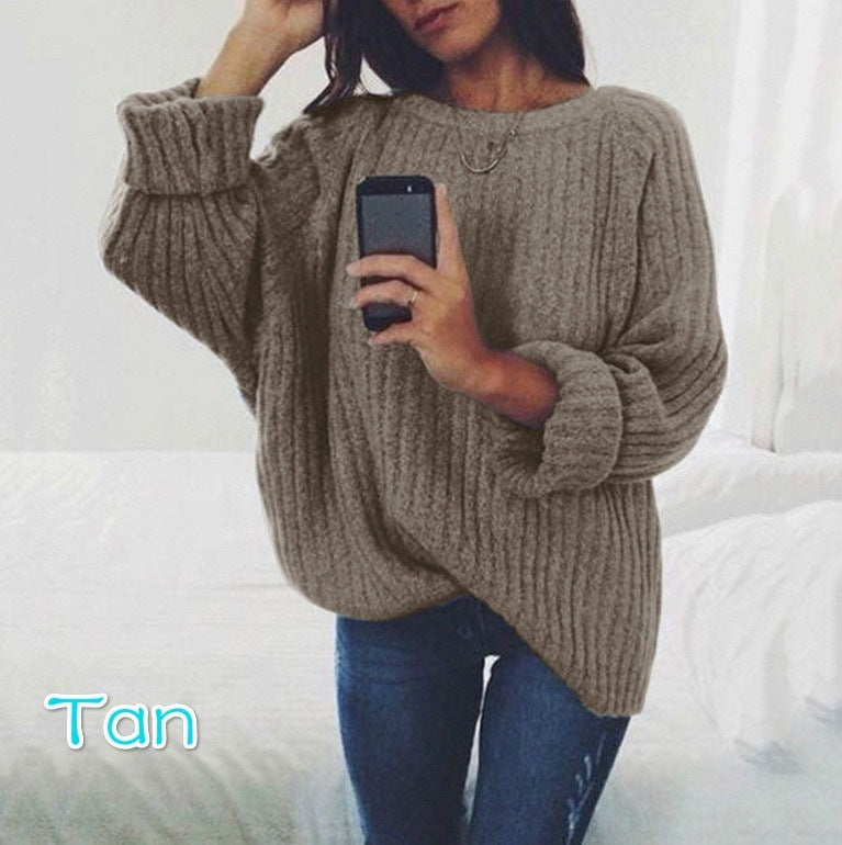 Damen Grobstrickpullover mit lockerer Passform und trendigem Rippenmuster EB