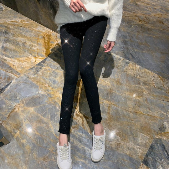 Damen Glitzernde Leggings im figurbetonten Rippdesign EB