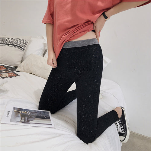 Damen Glitzernde Leggings im figurbetonten Rippdesign EB