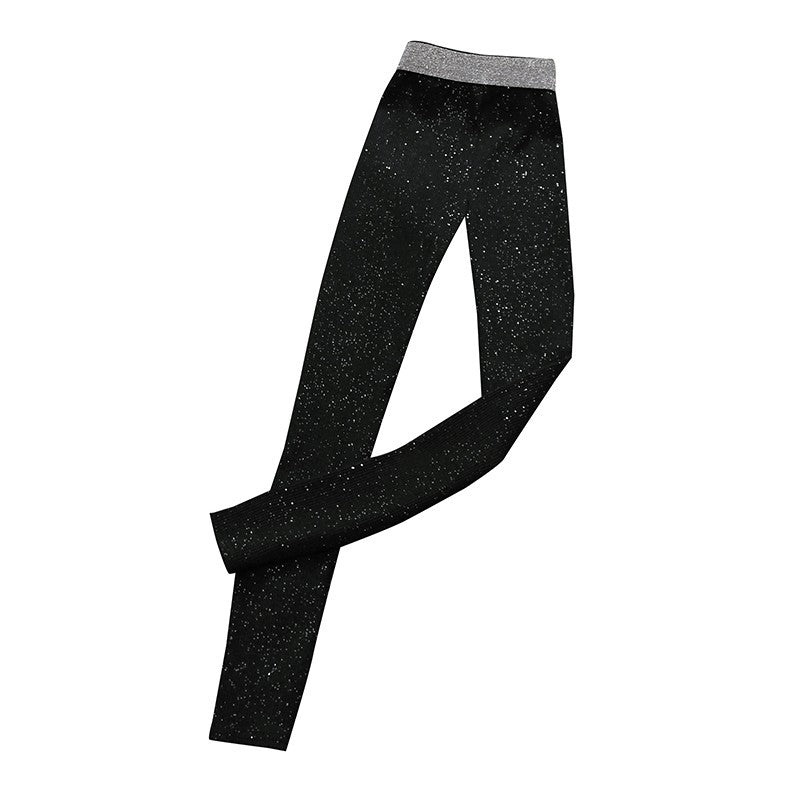 Damen Glitzernde Leggings im figurbetonten Rippdesign EB