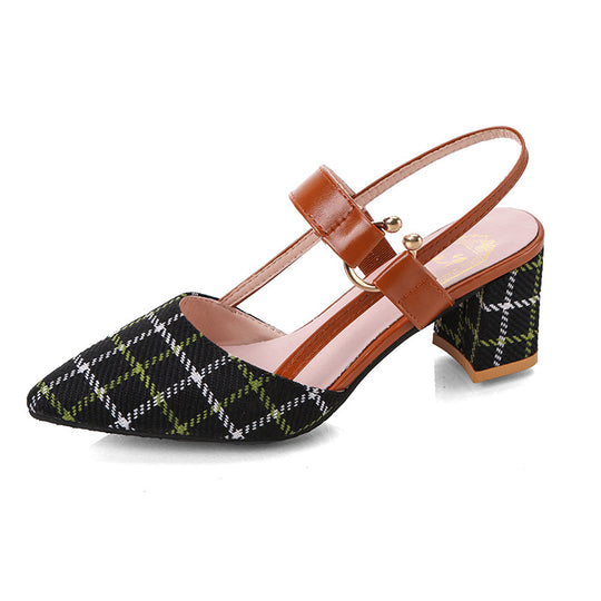 Damen Slingback-Pumps mit modischem Karomuster und bequemer Absatzhöhe EB