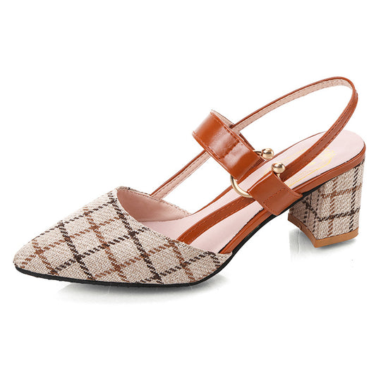 Damen Slingback-Pumps mit modischem Karomuster und bequemer Absatzhöhe EB