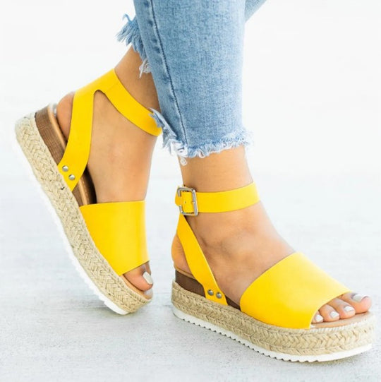 Damen Wedge-Sandalen mit verstellbarem Riemen und komfortablem Fußbett EB