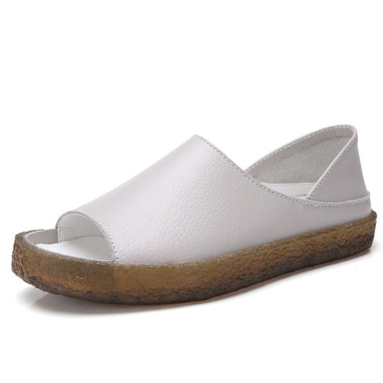 Damen nan perforierte Leder-Sandalette mit offenem Zehenbereich, anatomischem Komfortfußbett und stoßdämpfender Kautschuksohle EB