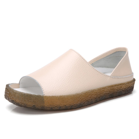 Damen nan perforierte Leder-Sandalette mit offenem Zehenbereich, anatomischem Komfortfußbett und stoßdämpfender Kautschuksohle EB
