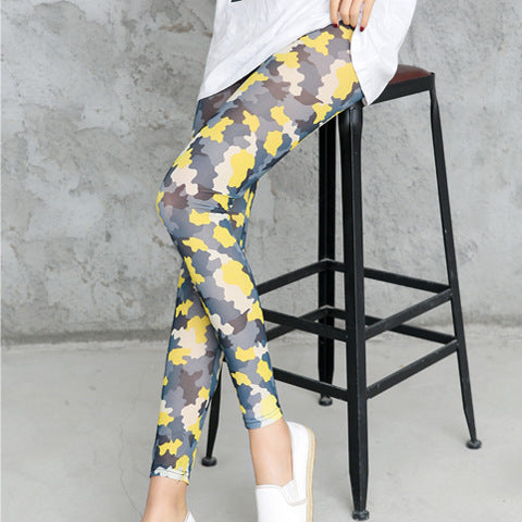 Damen Camouflage-Leggings im modischen High-Waist-Stil EB